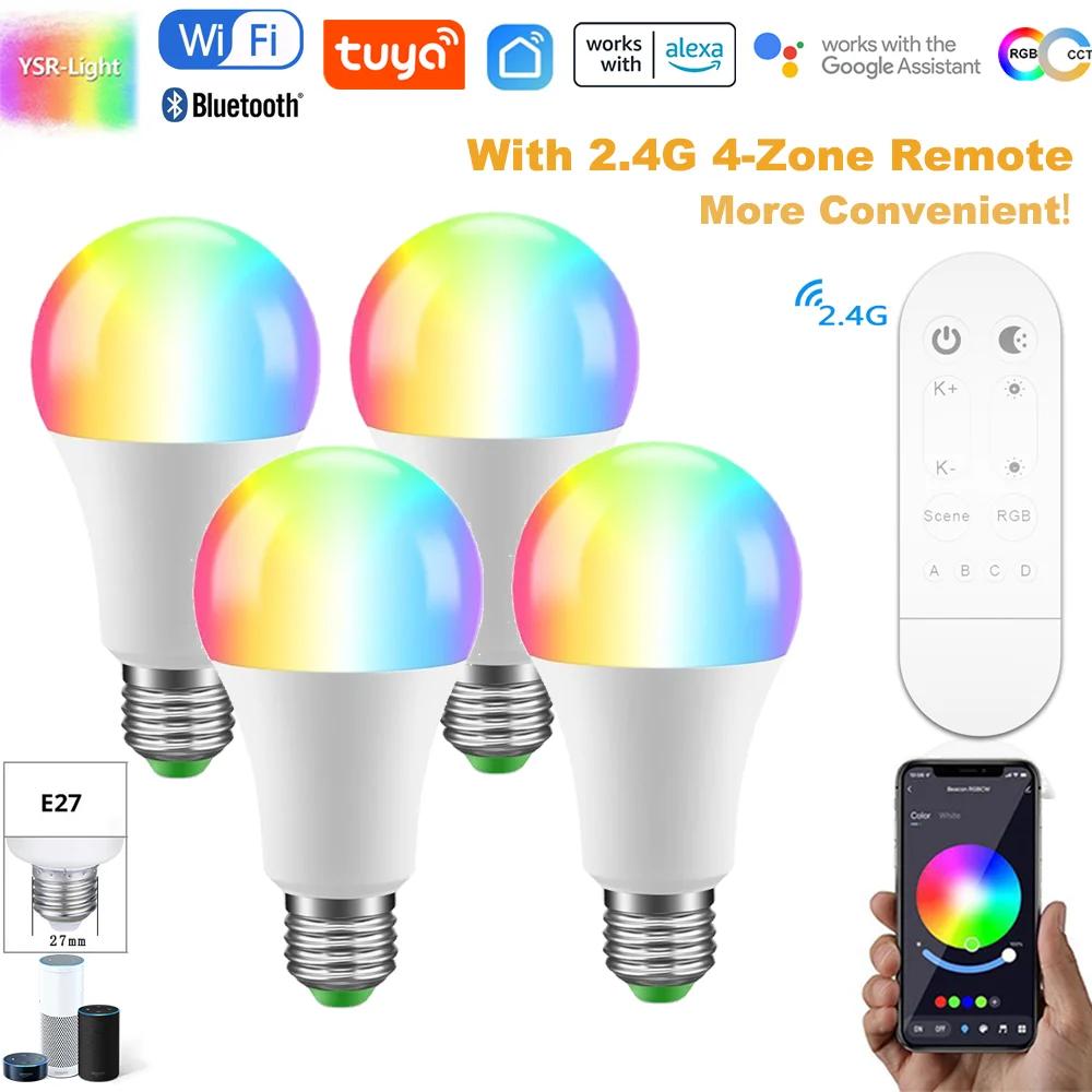 Tuya Ʈ LED  RGBCCT,   BT, 2.4G, 4  , ,  , 8 , IOS ȵ̵, ˷ ۿ, 15W E27